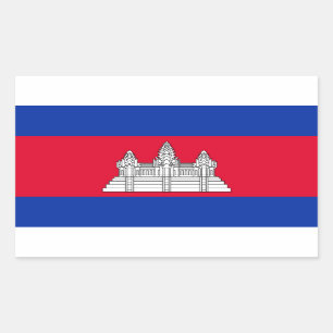 Rectangular Pegatina de bandera de Camboya