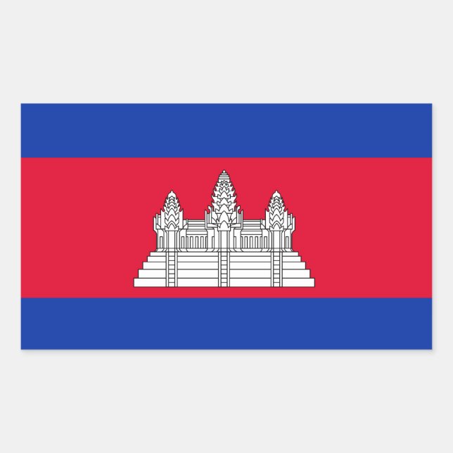 Rectangular Pegatina de bandera de Camboya* (Anverso)