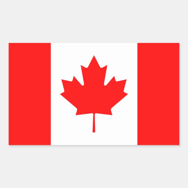 Rectangular Pegatina de bandera de Canadá (Anverso)