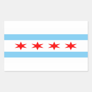 Rectangular Pegatina de Bandera de Chicago