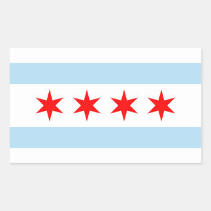 Rectangular Pegatina de Bandera de Chicago