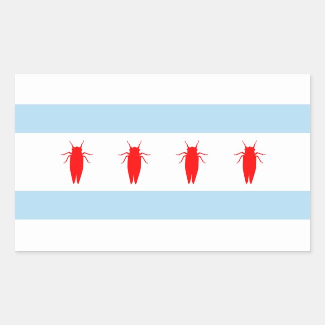 Rectangular Pegatina de Bandera de Chicago Cicada (Anverso)