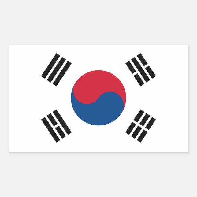 Rectangular Pegatina de bandera de Corea del Sur (Anverso)