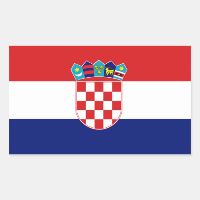 Rectangular Pegatina de bandera de Croacia (Anverso)