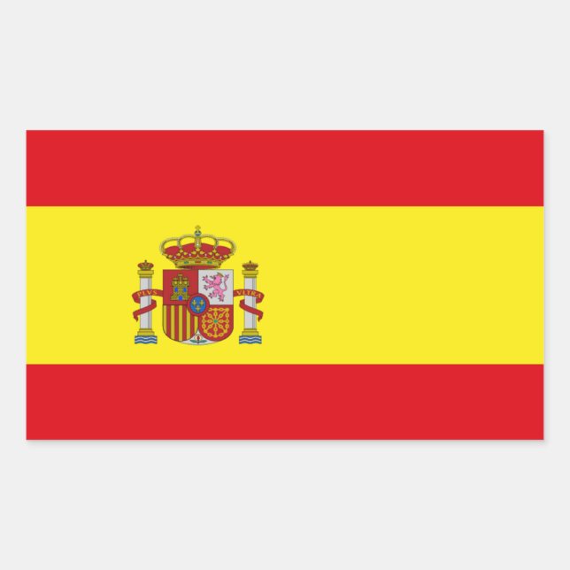 Rectangular Pegatina de Bandera de España (Anverso)