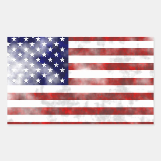 Rectangular Pegatina de Bandera de Estados Unidos (Anverso)