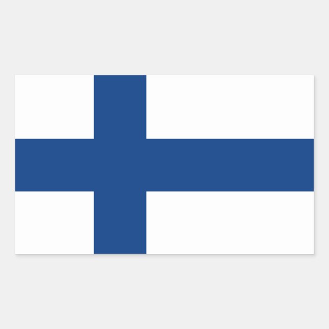 Rectangular Pegatina de bandera de Finlandia* (Anverso)