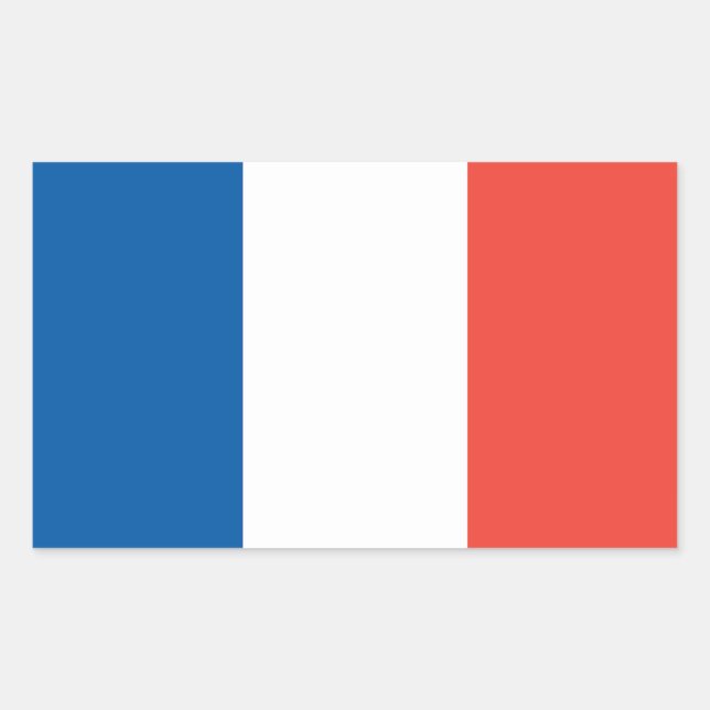 Rectangular Pegatina de bandera de Francia (Anverso)