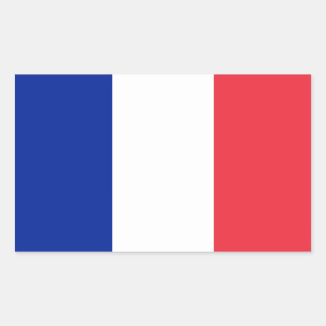 Rectangular Pegatina de bandera de Francia (Anverso)