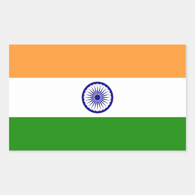 Rectangular Pegatina de bandera de India* (Anverso)