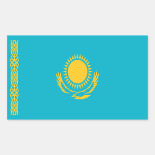 Rectangular Pegatina de bandera de Kazajistán
