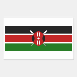 Rectangular Pegatina de bandera de Kenia