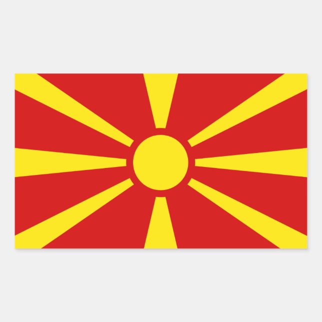 Rectangular Pegatina de Bandera de Macedonia (Anverso)