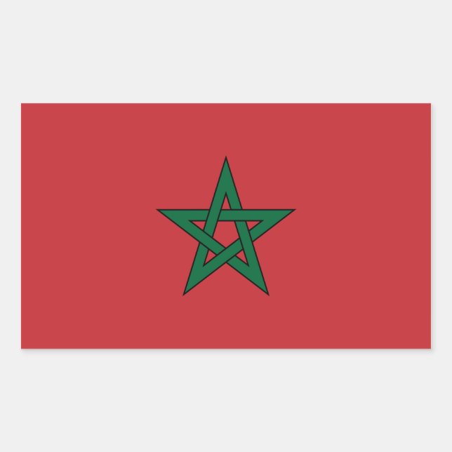 Rectangular Pegatina de Bandera de Marruecos (Anverso)