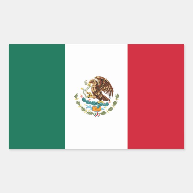 Rectangular Pegatina de Bandera de México (Anverso)
