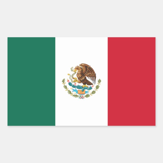 Rectangular Pegatina de Bandera de México (Anverso)