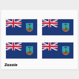 Rectangular Pegatina de bandera de Montserrat