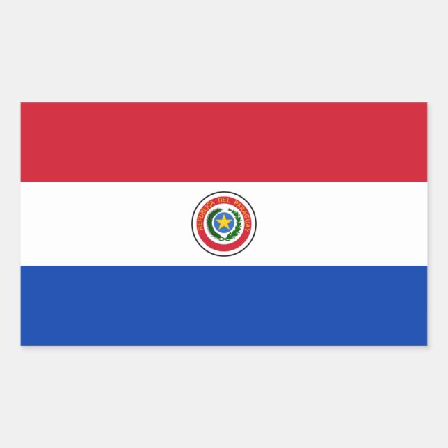 Rectangular Pegatina de bandera de Paraguay (Anverso)