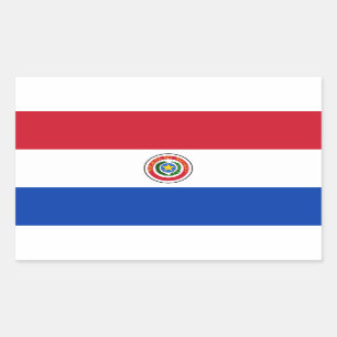 Rectangular Pegatina de bandera de Paraguay