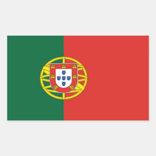 Rectangular Pegatina de Bandera de Portugal (Anverso)
