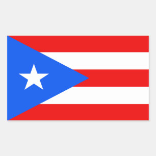 Rectangular Pegatina de bandera de Puerto Rico