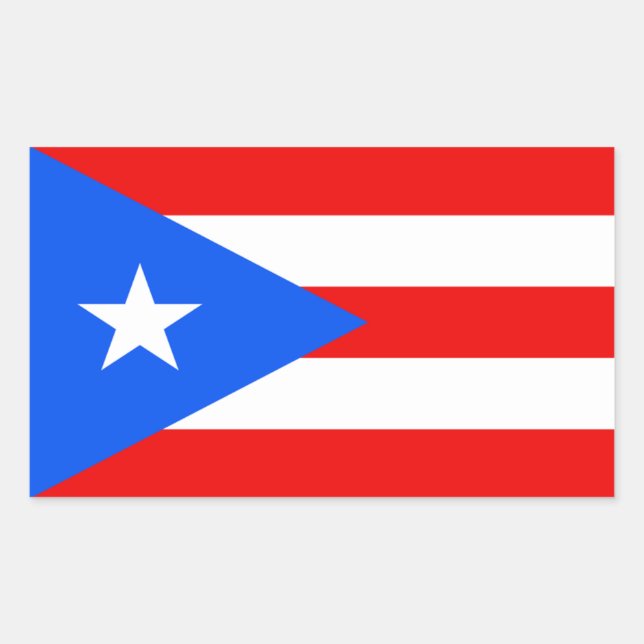 Rectangular Pegatina de bandera de Puerto Rico (Anverso)