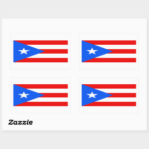 Rectangular Pegatina de bandera de Puerto Rico