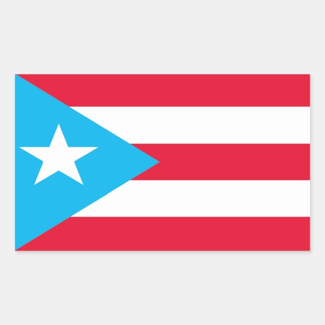Rectangular Pegatina de bandera de Puerto Rico (Anverso)