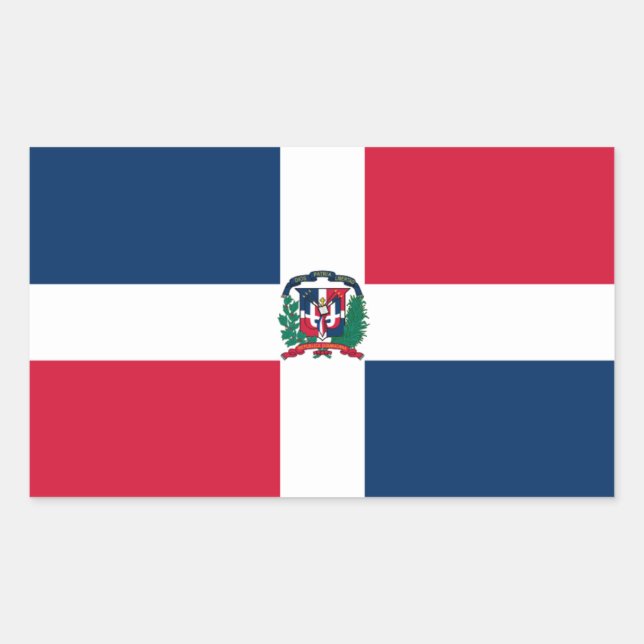 Rectangular Pegatina de Bandera de República Dominicana (Anverso)