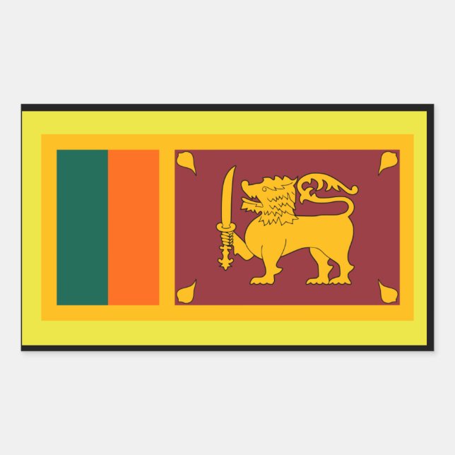 Rectangular Pegatina de bandera de Sri Lanka (Anverso)