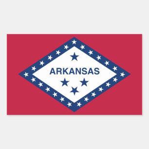 Rectangular Pegatina de Bandera del Estado de Arkansas