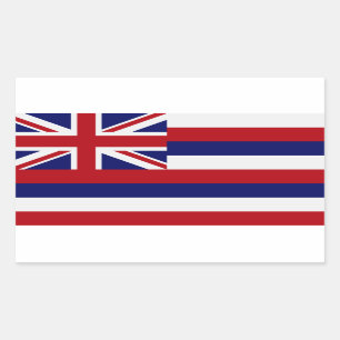 Rectangular Pegatina de bandera del Estado de Hawaii