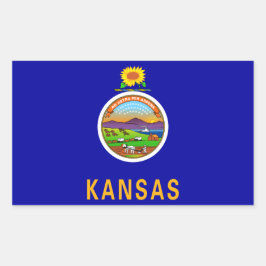 Rectangular Pegatina de Bandera del Estado de Kansas