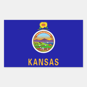Rectangular Pegatina de Bandera del Estado de Kansas