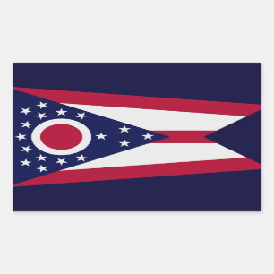 Rectangular Pegatina de bandera del estado de Ohio