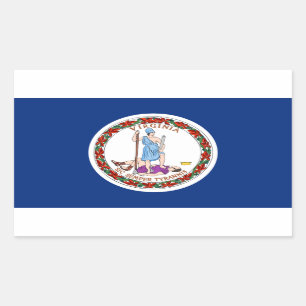 Rectangular Pegatina de bandera del Estado de Virginia