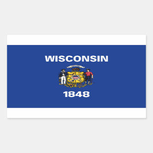 Rectangular Pegatina de bandera del Estado de Wisconsin