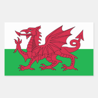 Rectangular Pegatina de bandera galesa