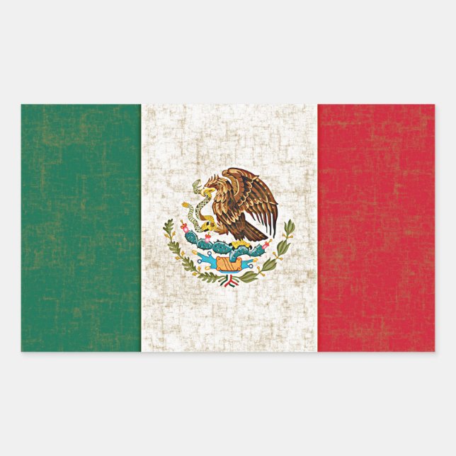 Rectangular Pegatina DE BANDERA MEXICANA (Anverso)
