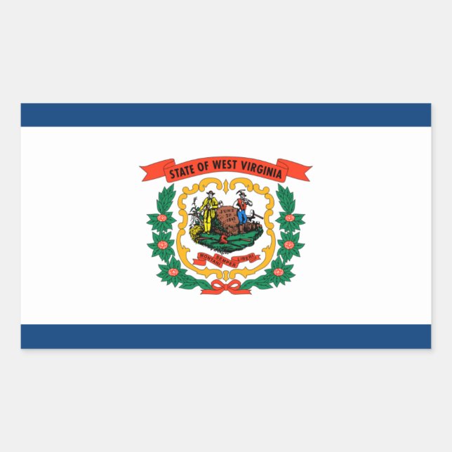 Rectangular Pegatina de Bandera Oficial del Estado de Virginia (Anverso)