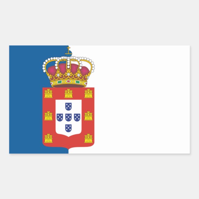 Rectangular Pegatina de Bandera Real de Portugal (Anverso)