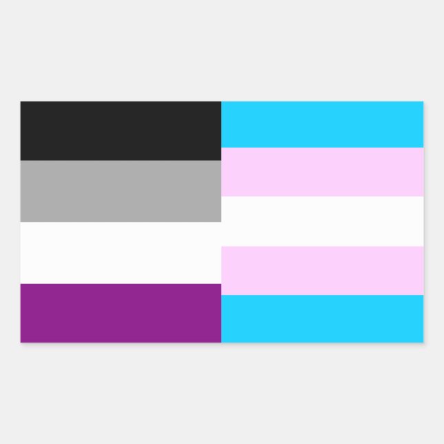 Rectangular Pegatina de banderas de orgullo asexual/trans (Anverso)