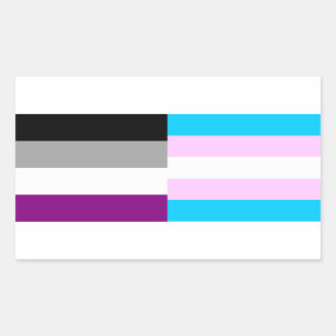 Rectangular pegatina de banderas de orgullo asexual/trans