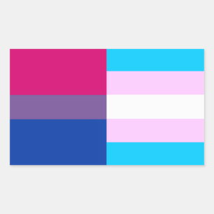 Rectangular Pegatina de banderas de orgullo bisexual/trans