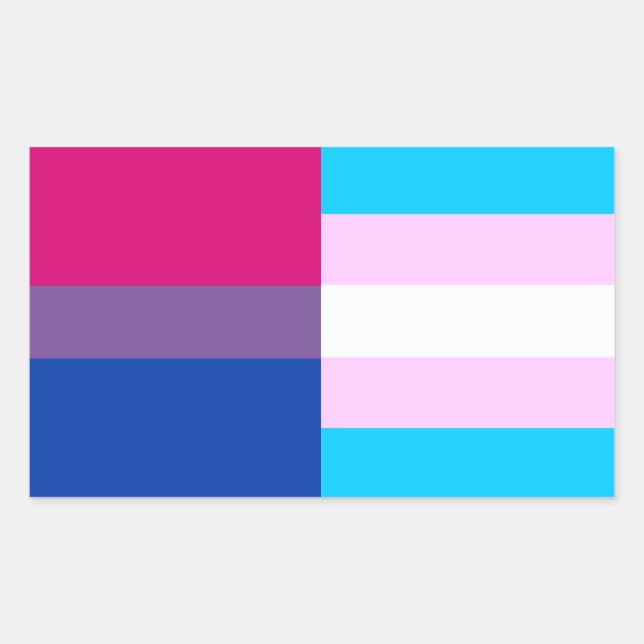 Rectangular Pegatina de banderas de orgullo bisexual/trans (Anverso)