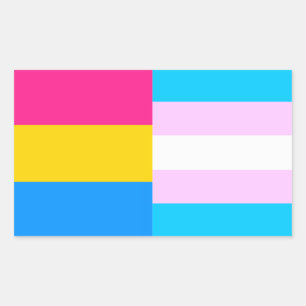 Rectangular Pegatina de banderas de orgullo pansexual/trans