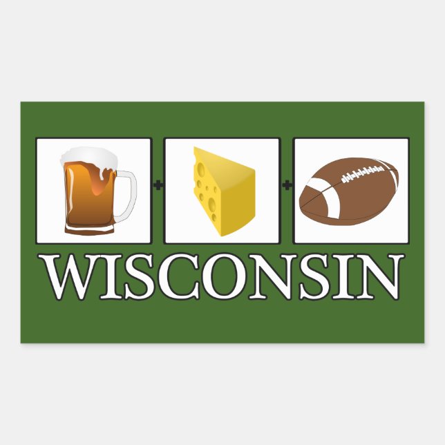 Rectangular Pegatina de Beer Cheese Football Wisconsin (Anverso)