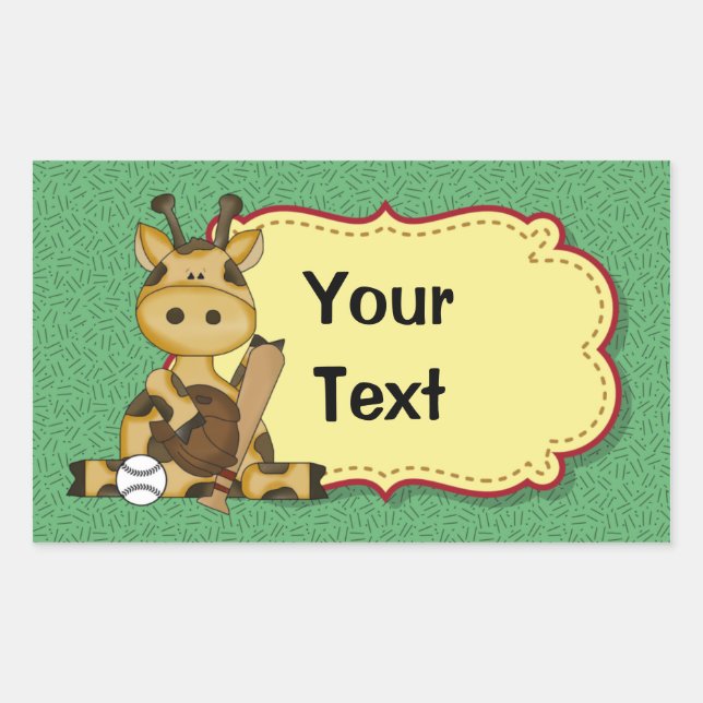 Rectangular Pegatina de Béisbol Giraffe (Anverso)