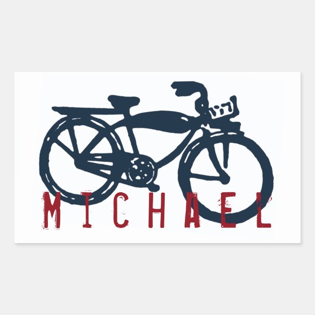 Rectangular Pegatina de bicicleta azul (Anverso)