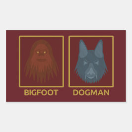 Rectangular Pegatina de Bigfoot y Dogman